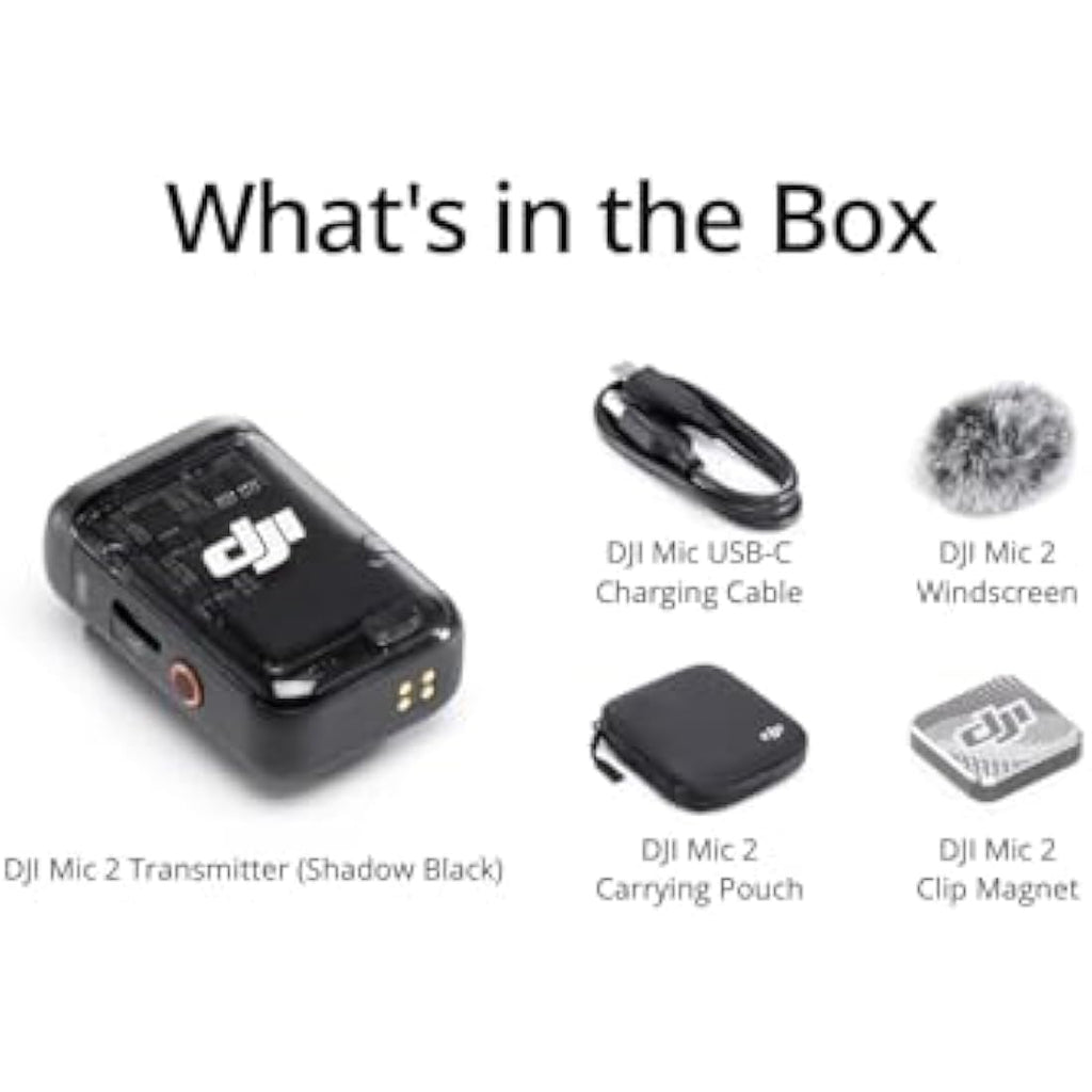 DJI Mic 2 Wireless Lavalier Microphone - Shadow Black Noise Cancelling