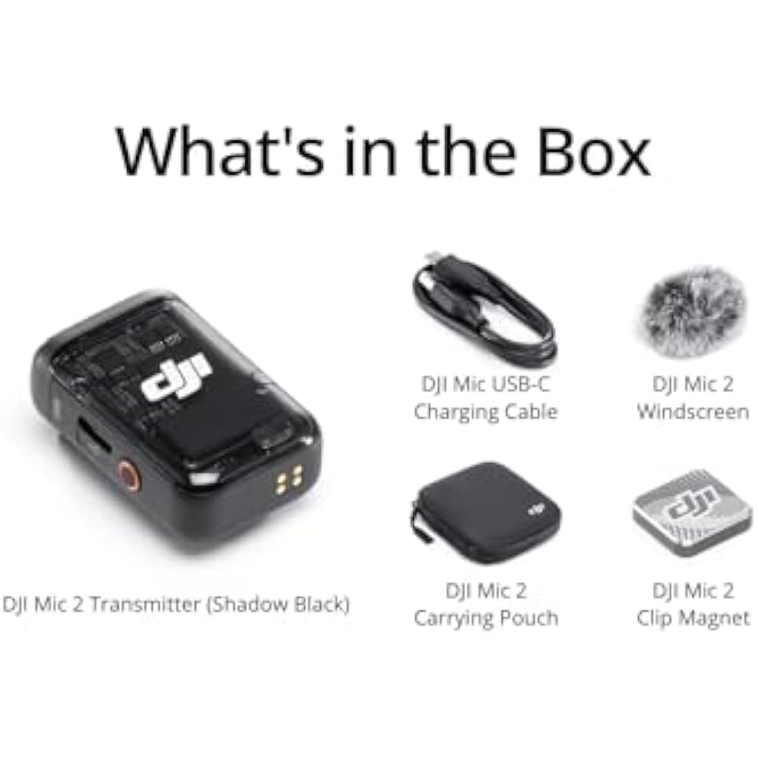 DJI Mic 2 Wireless Lavalier Microphone - Shadow Black Noise Cancelling
