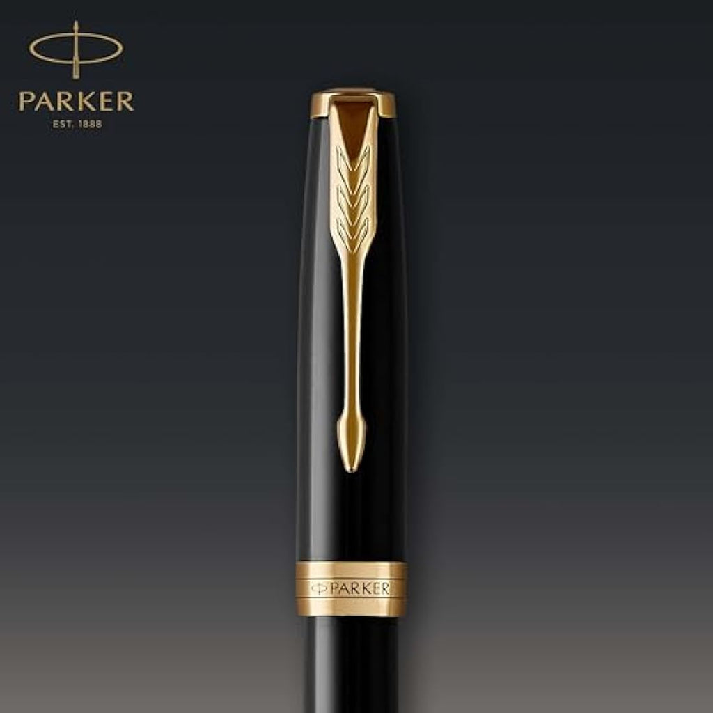 Parker Sonnet Fountain Pen – Black Lacquer with Gold Trim, Fine Nib