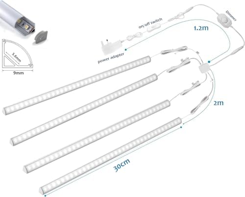 Cefrank V-Shape Under Cabinet LED Lighting Kit | Dimmable Pure White 4-Pack