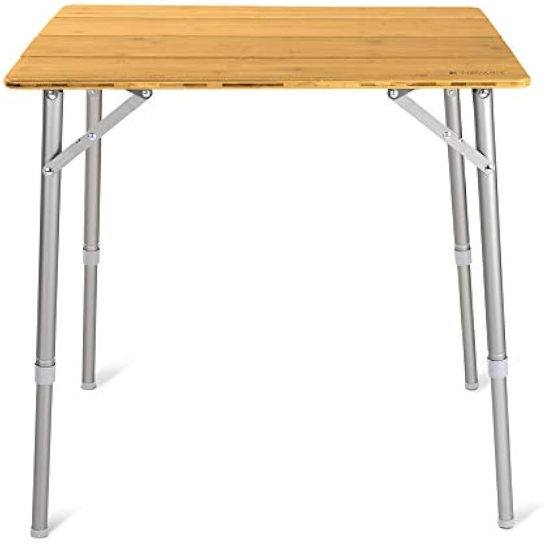 Navaris Bamboo Folding Camping Table | Height Adjustable Outdoor Desk