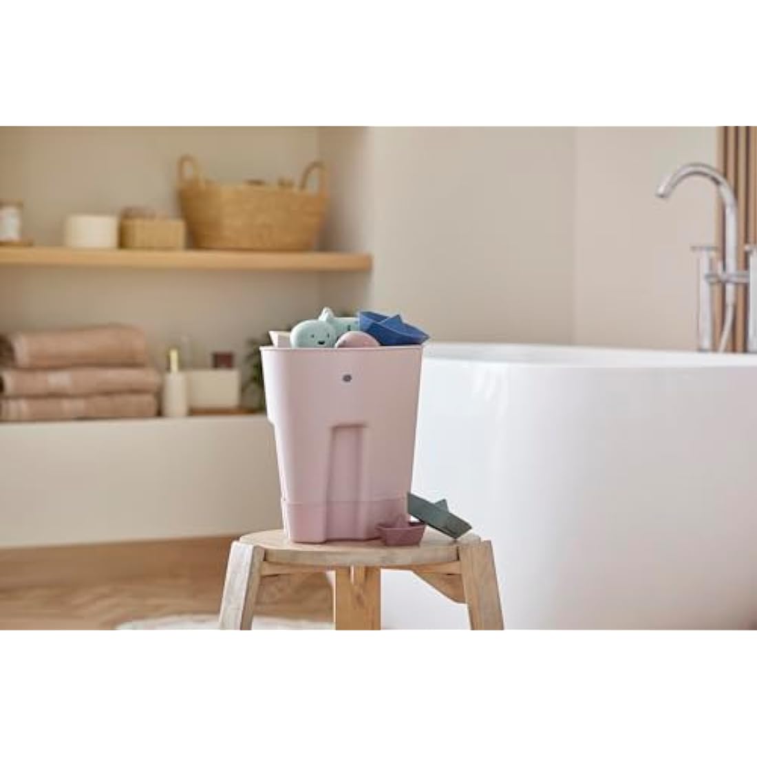 Shnuggle Ellie Bath Toy Storage Scoop – Recycled Plastic Caddy in Blush