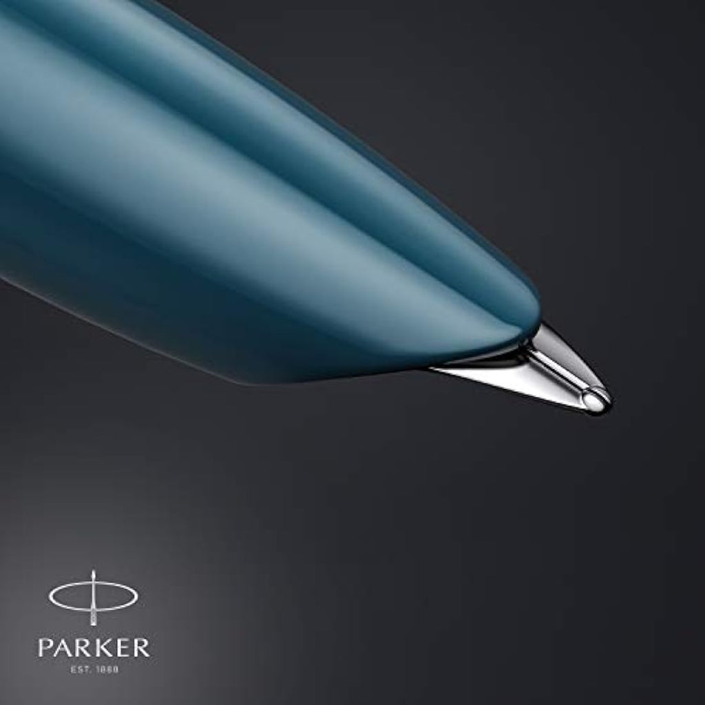 Parker 51 Fountain Pen – Teal Blue with Chrome Trim, Fine Nib