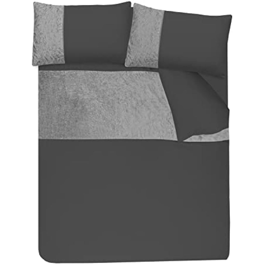 Jolof Store Velvet Cuff Charcoal Grey King Duvet Cover Bedding Set