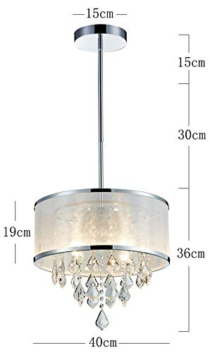 Bestier Modern Crystal Drum Chandelier – 4-Light Ceiling Pendant, 40cm