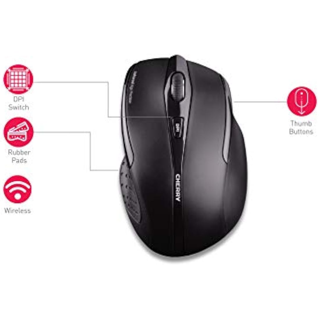 CHERRY MW 3000 Wireless Ergonomic Mouse | 6-Button Optical - Black