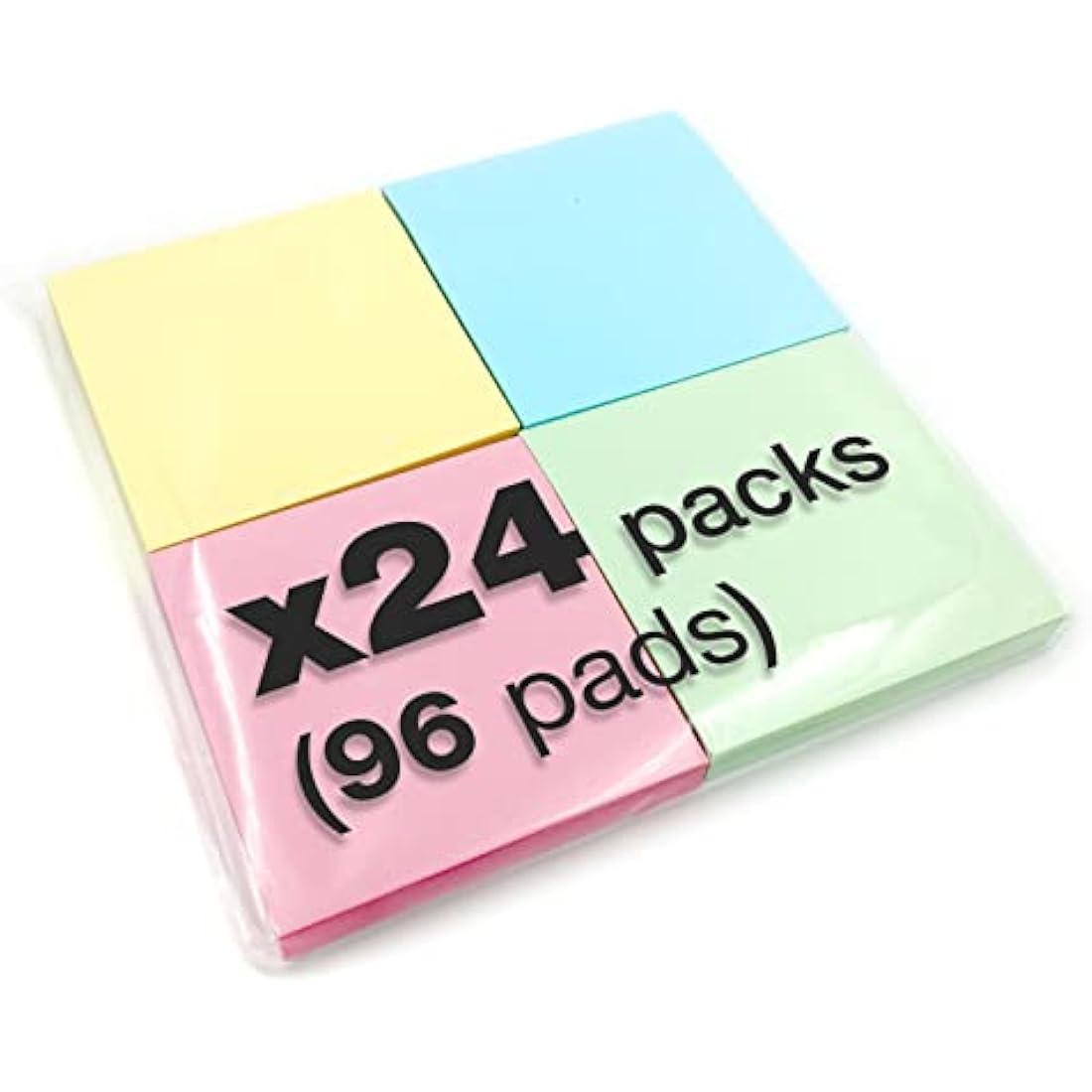 Pastel Sticky Notes | 96 Pads of 100 Sheets | 76x76mm 4 Colours