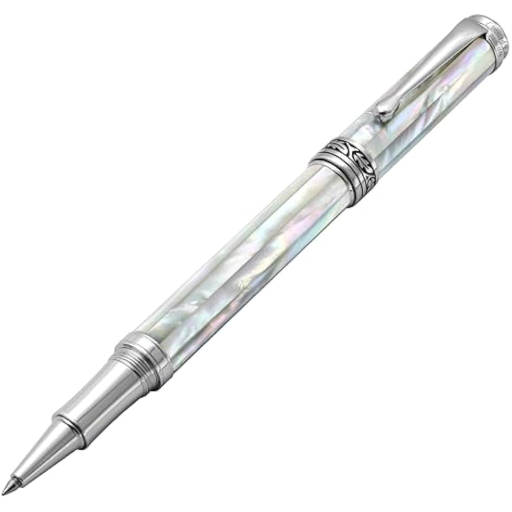 Xezo Maestro Rollerball Pen – White Mother of Pearl & Chrome, Fine Point