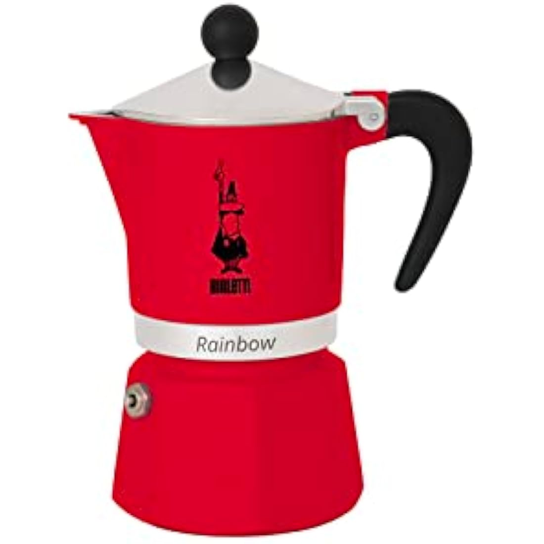 Bialetti Rainbow Moka Pot - Caffettiera in Alluminio, Rossa, 3 Tazze