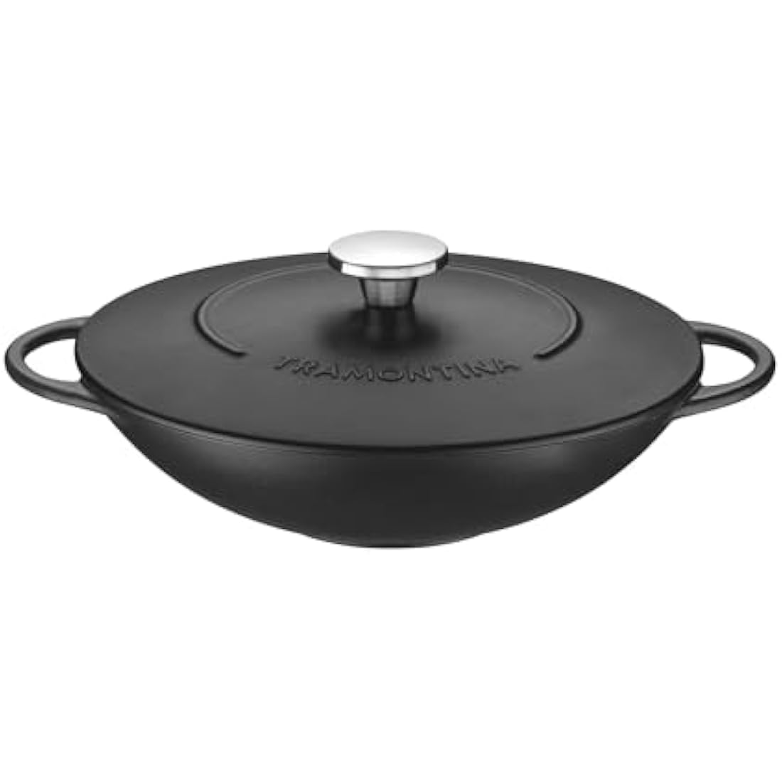 Tramontina Enamelled Cast Iron Wok with Lid | 32 cm, 5L - Black