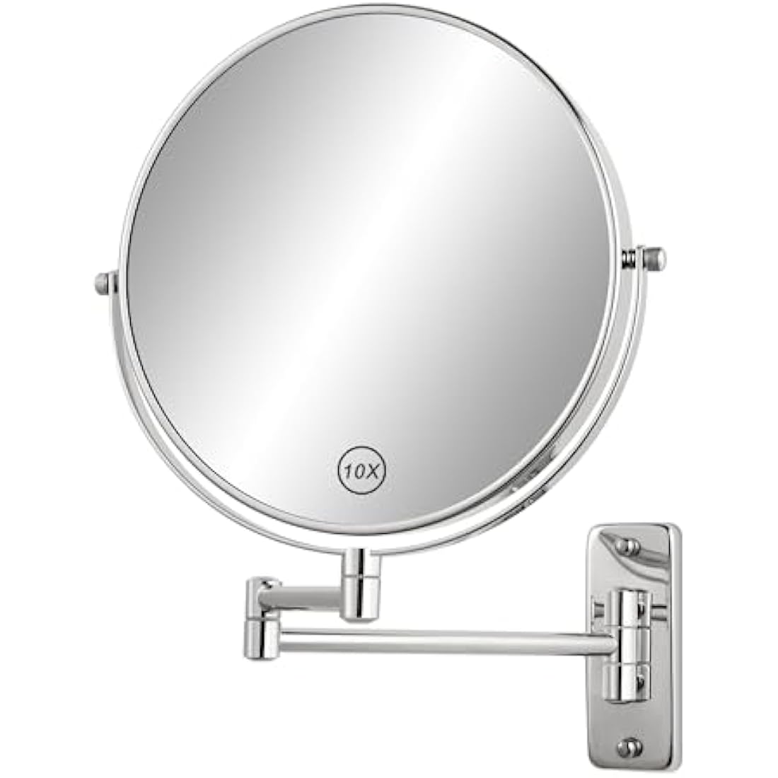 FFowcye 8" Wall Mounted Makeup Mirror | 1X/10X Magnifying Chrome Mirror