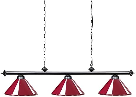 Wellmet 59-Inch 3-Light Pool Table Light | Matte Red/White Billiard Lamp