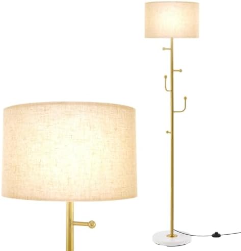 Floor Lamp with Coat Rack – Modern Linen Standing Light