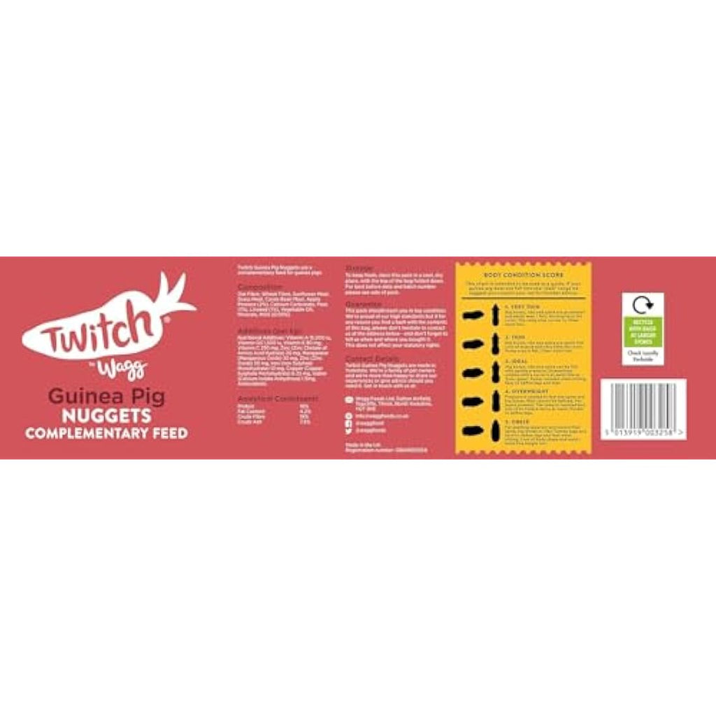 Wagg Twitch Guinea Pig Food 10kg – High Fibre Nuggets for Healthy Skin