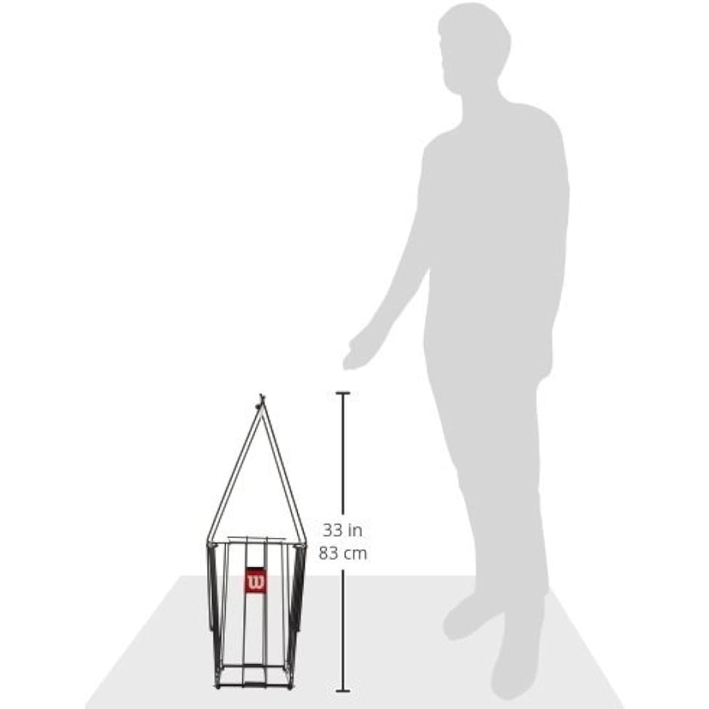 Wilson Tennis Ball Pick-Up Basket – 75 Ball Capacity Steel Hopper
