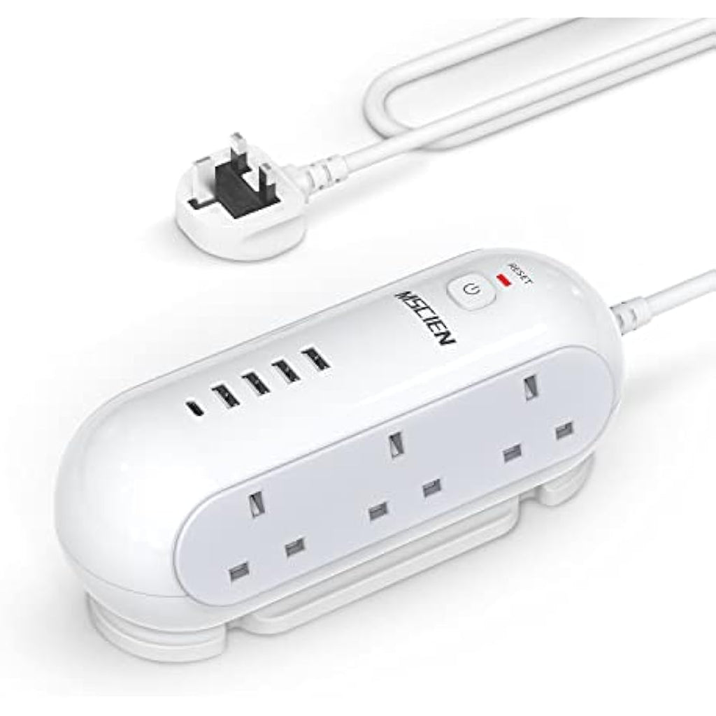 Mscien 5M Extension Lead | 6 Way Power Strip with 5 USB Ports & USB-C