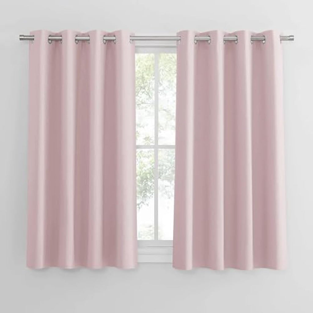 PONY DANCE Pink Blackout Curtains – Thermal Eyelet Drapes, 2 Panels