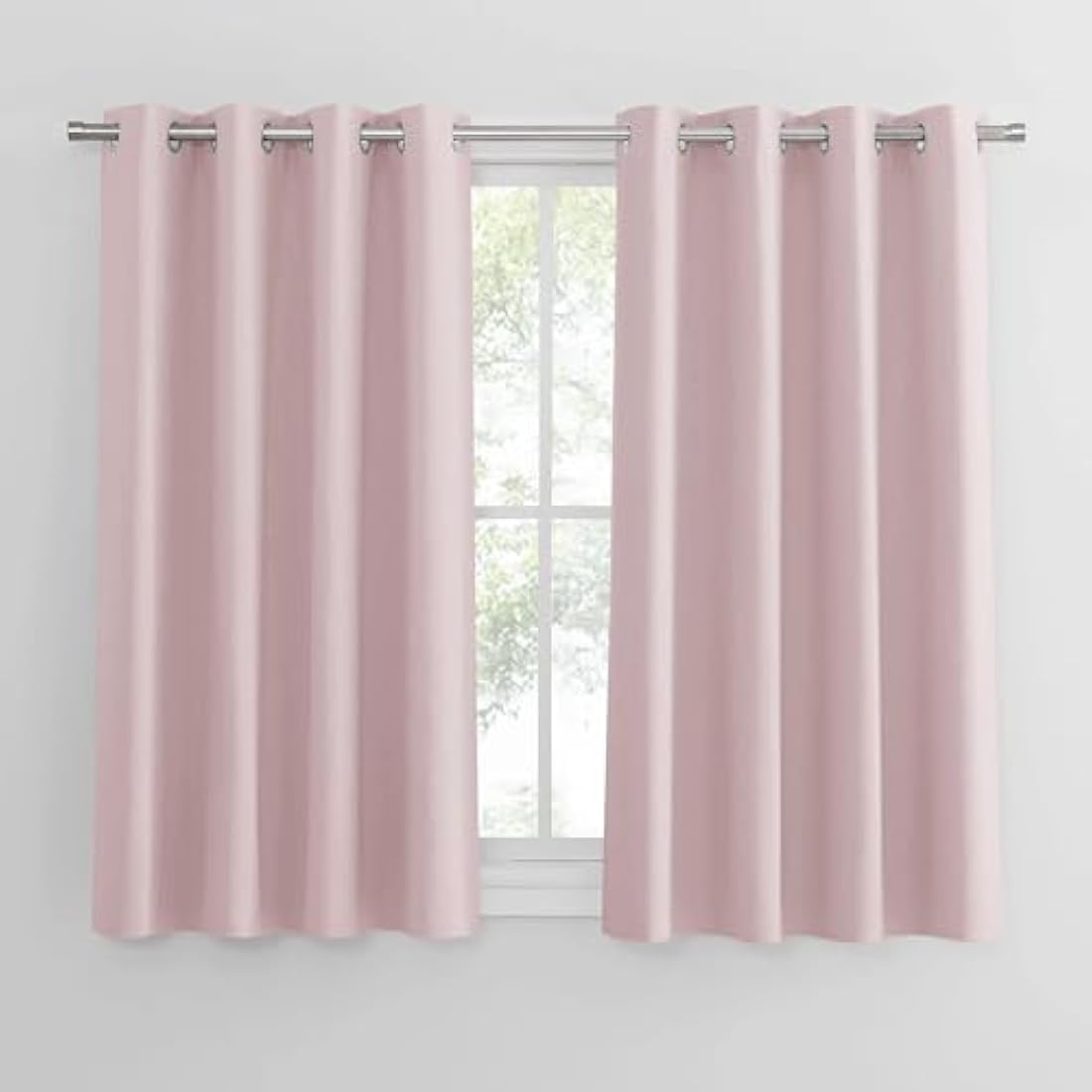 PONY DANCE Pink Blackout Curtains – Thermal Eyelet Drapes, 2 Panels