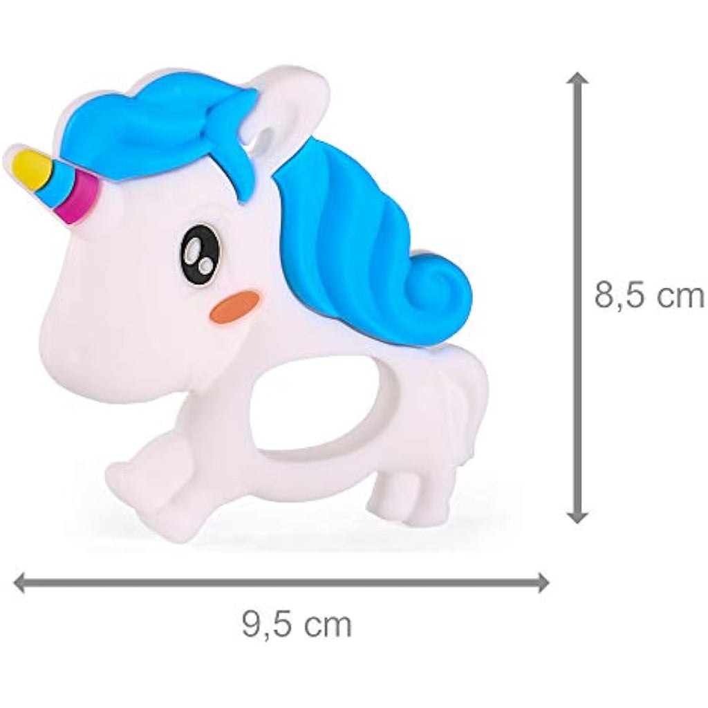 PREMYO Silicone Baby Teething Toy – BPA-Free Unicorn Teether, White/Blue