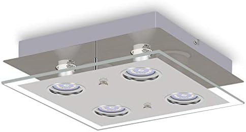 HiBay Modern 4-Way LED Ceiling Spotlight | Chrome Square Flush Light