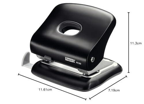 Rapid Fashion FC30 2-Hole Punch – 30 Sheet Capacity, Metal, Black
