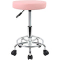 KKTONER PU Leather Rolling Stool - Swivel Salon Chair with Footrest, Pink