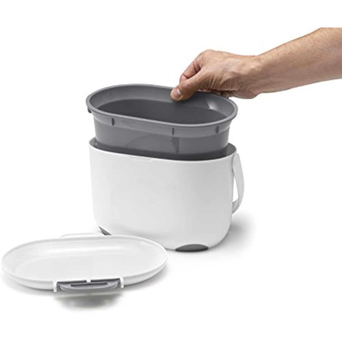 Addis 2.5L Kitchen Compost Caddy – White & Metallic Food Waste Bin