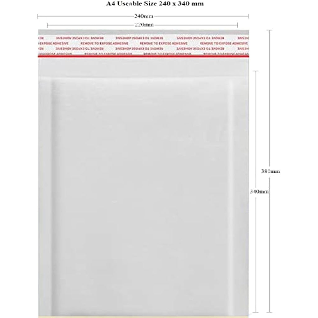 NaXew A4 Padded Envelopes – White Bubble Mailers with Tear Strip, 10 Pack