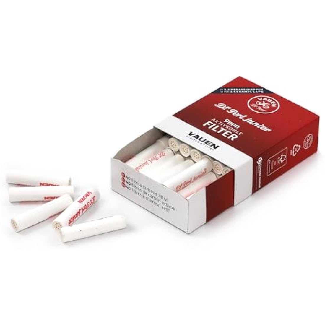 Vauen Dr. Perl Junior 9mm Active Charcoal Pipe Filters - 40 Pack