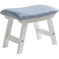 Jolof Store Wooden Footstool – Padded Beech Wood Ottoman with Blue Cushion