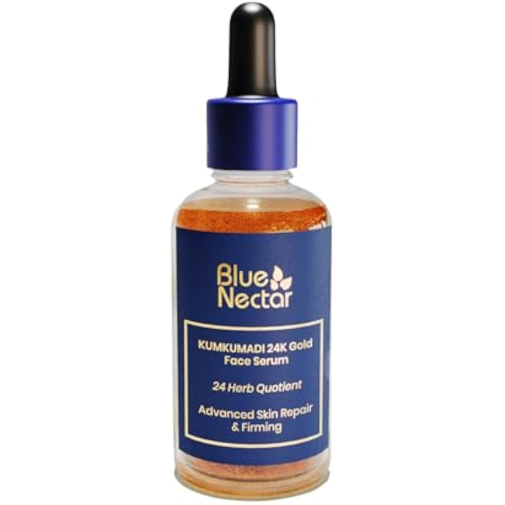 Blue Nectar 24k Gold Serum - Ayurvedic Kumkumadi Face Oil for Glowing Skin
