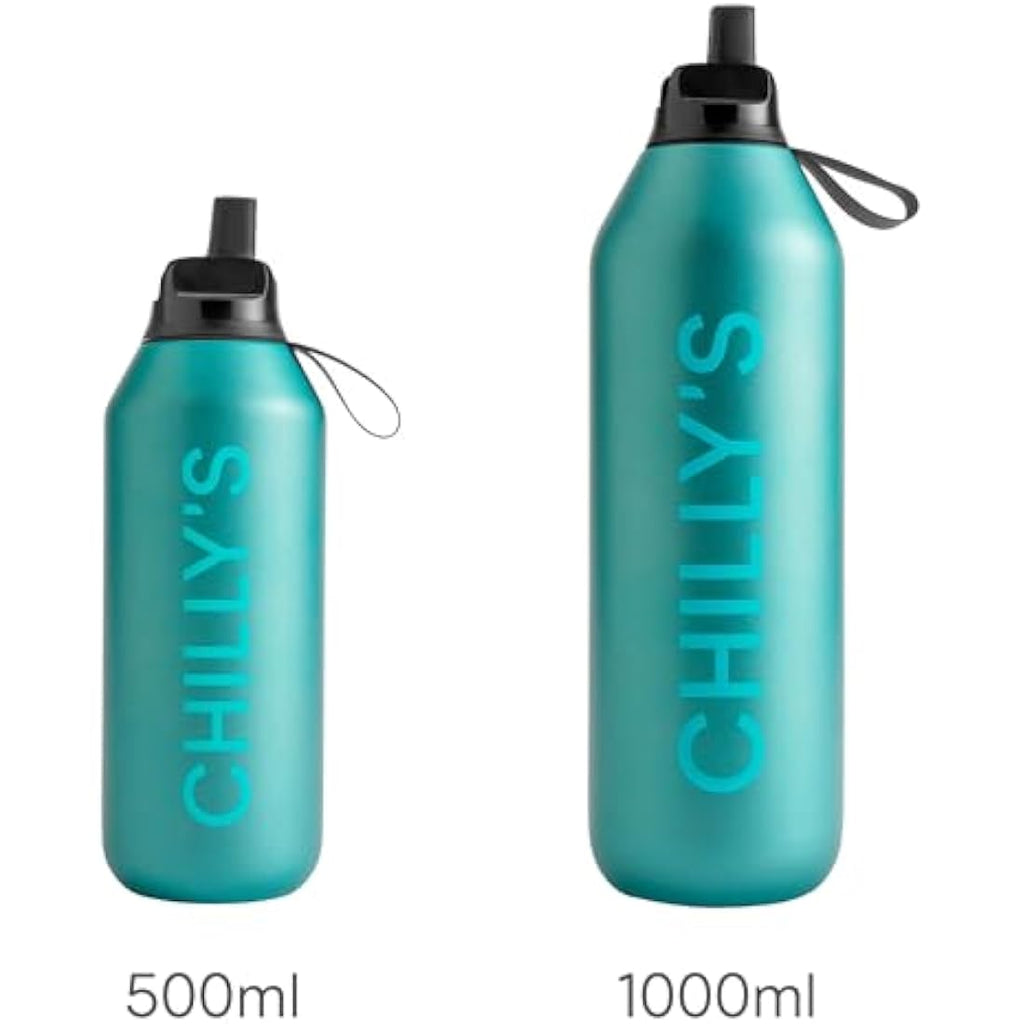 Chilly's Series 2 Flip Water Bottle – Insulated Stainless Steel, 1L