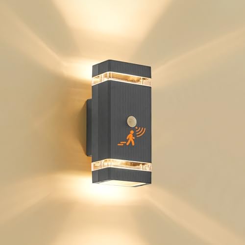 LMP Outdoor Motion Sensor Wall Light – IP65 Waterproof Grey GU10 Lamp