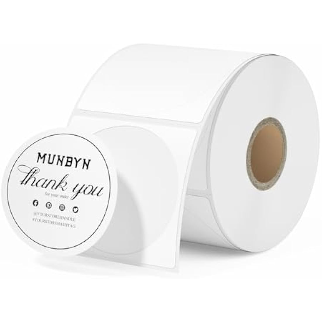 MUNBYN 2" Round Thermal Sticker Labels – 750 White Self-Adhesive Labels
