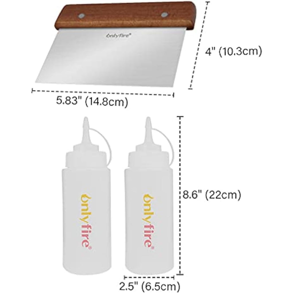 Onlyfire 5-Piece Griddle Spatula Set with Scraper and Liquid Dispensers