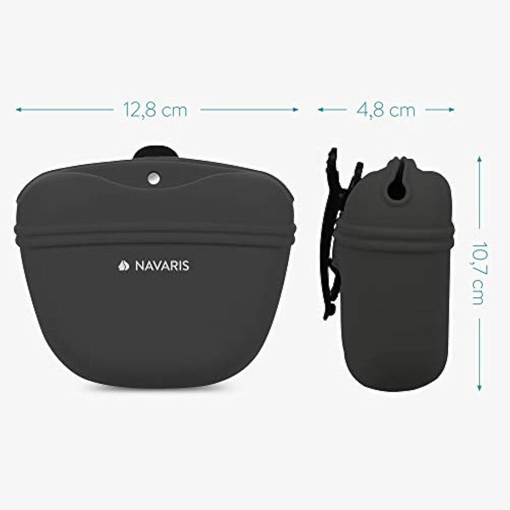 Navaris Silicone Dog Treat Pouch – 2-Pack Training Bag with Belt Clip