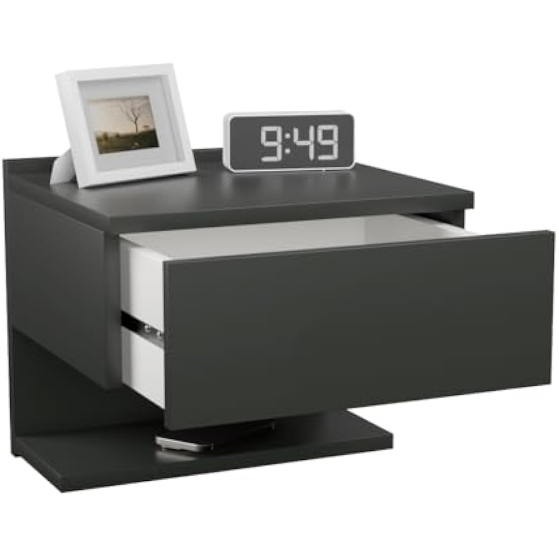 Black Floating Nightstand – Wall Mounted Bedside Table