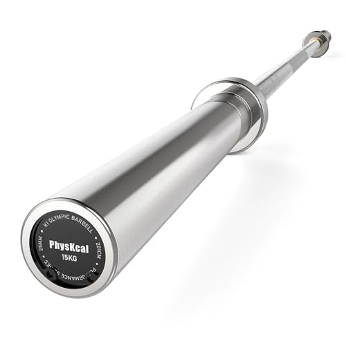 PhysKcal 15kg Olympic Barbell for Women | 6.6ft Steel Weightlifting Bar