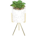 Sleepdown Halo Artificial Succulent – Faux Plant in Gold Speckle Pot