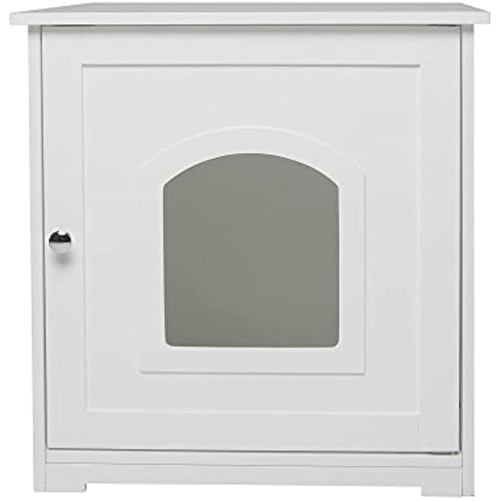Zoovilla Kitty Litter Loo – Hidden Litter Box Furniture Enclosure, White
