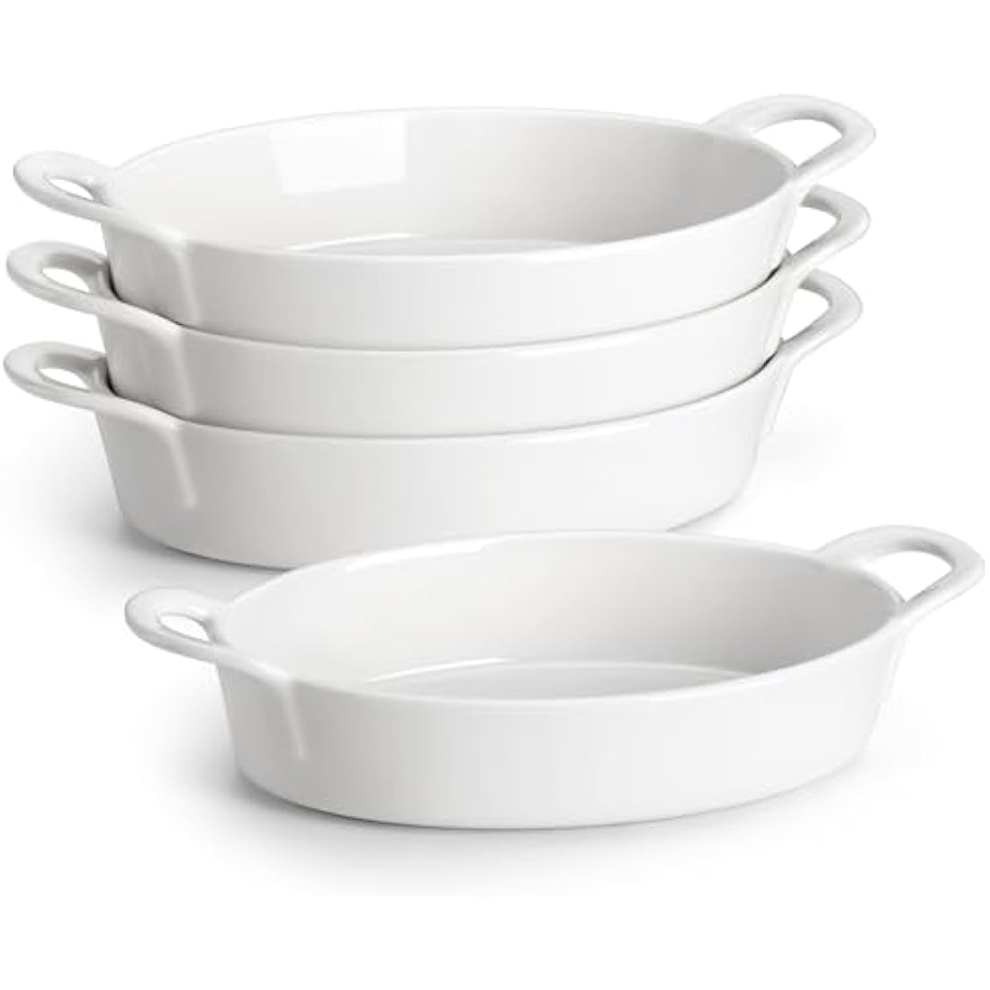 MALACASA Oval Ceramic Baking Dishes - 22oz White Casserole Dish, Set of 4