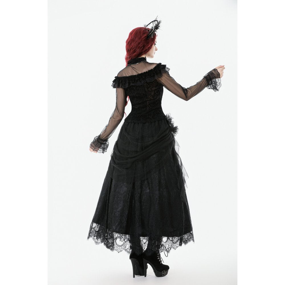 Dark in Love Seraphina Gothic Blouse – Victorian Ruffle Sheer Top