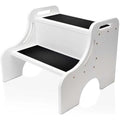 Merrynine Wooden 2 Step Stool for Kids – Non-Slip Toddler Stool for Bathroom