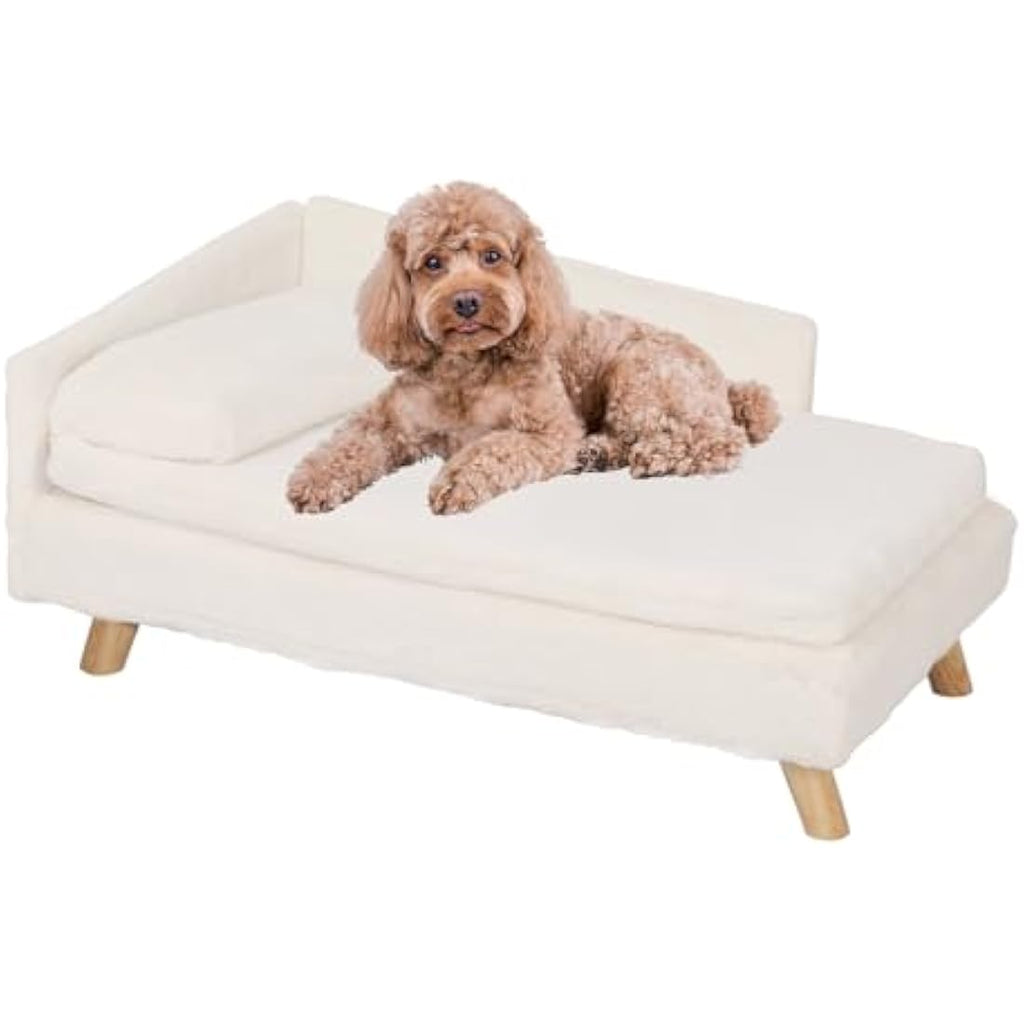 BingoPaw Elevated Dog Sofa Bed – L-Shaped Raised Plush Pet Couch (80x50cm)