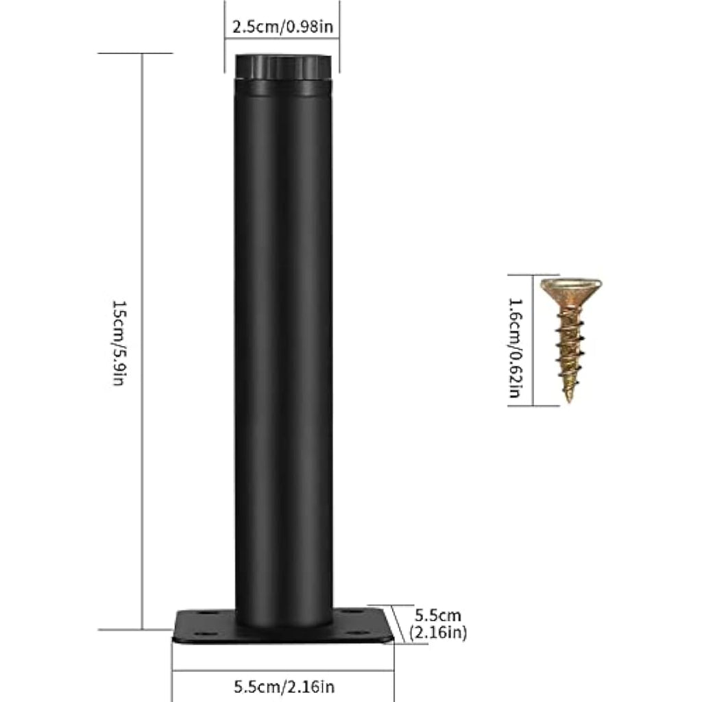 4 Pcs Adjustable Metal Furniture Legs – 5.9" Sofa Feet