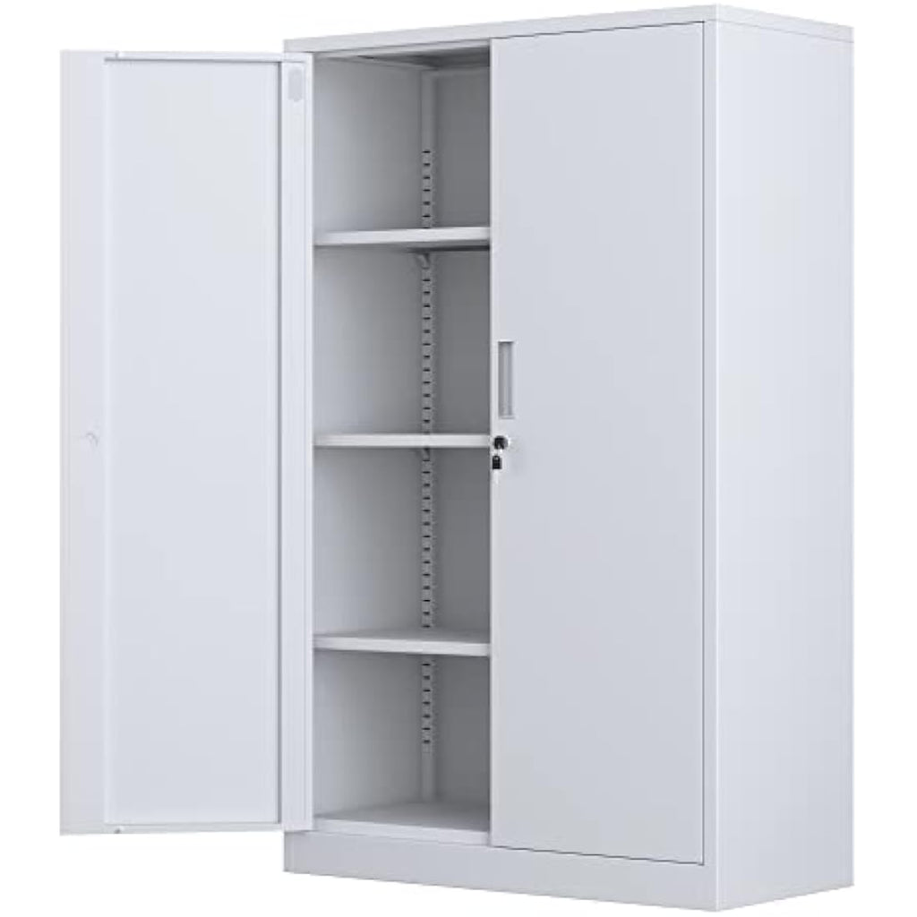 Metal Storage Cabinet | Lockable Steel Cupboard with 3 Shelves