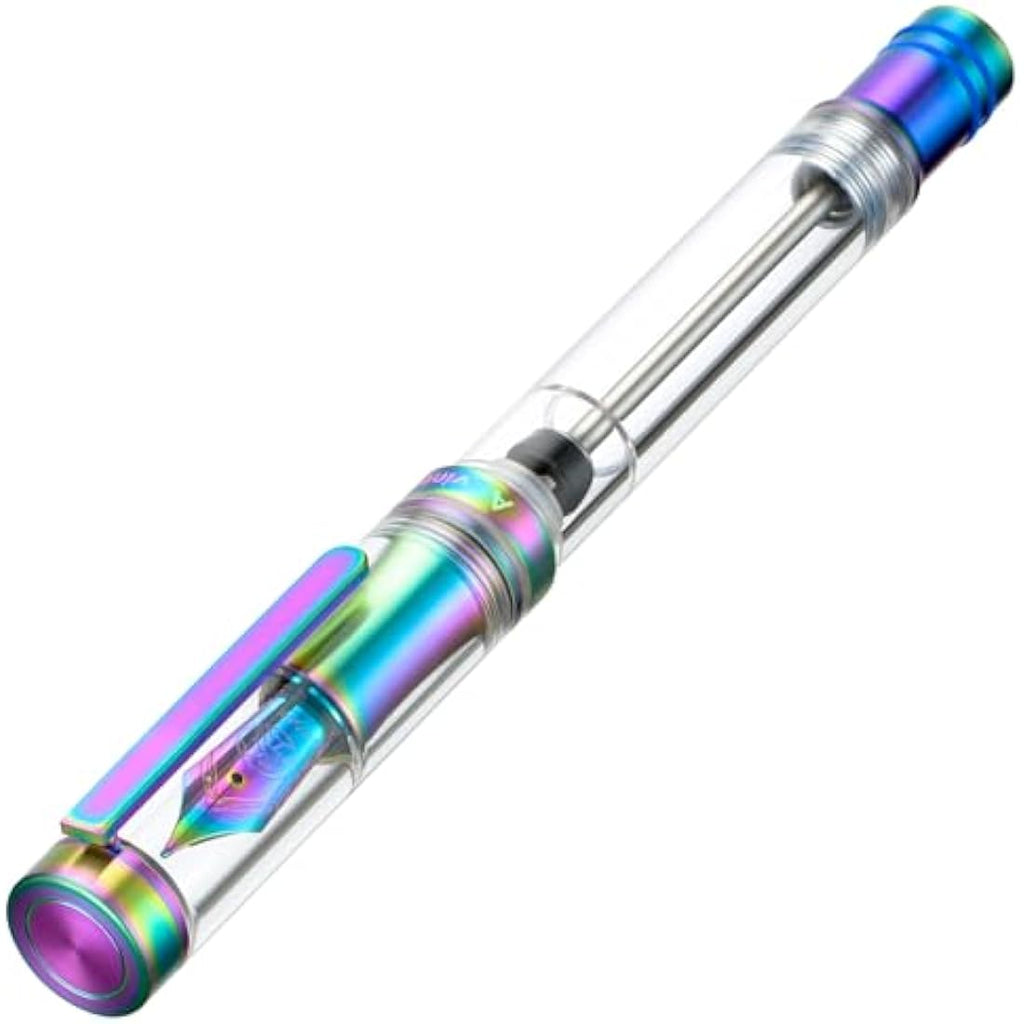 Asvine V200 Titanium Vacuum Fountain Pen | Rainbow Bock Fine Nib