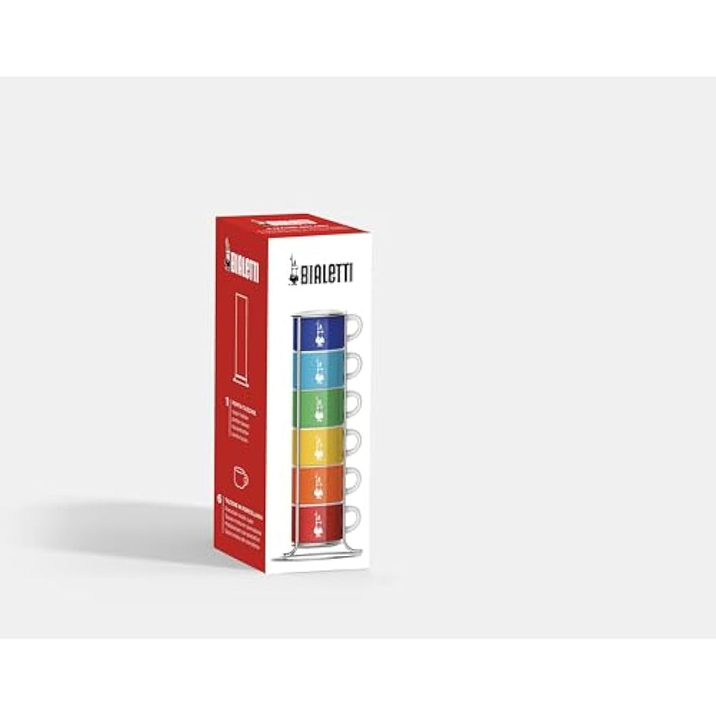 Bialetti Stackable Porcelain Espresso Cups – Multicoloured Set of 6