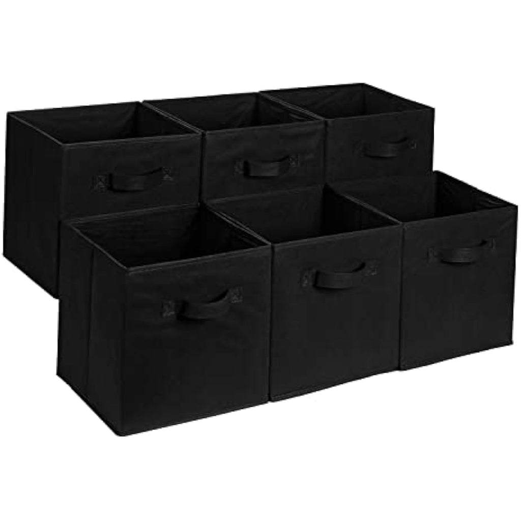 Jolof Store Collapsible Fabric Storage Cubes - 6 Pack, Black, 33cm