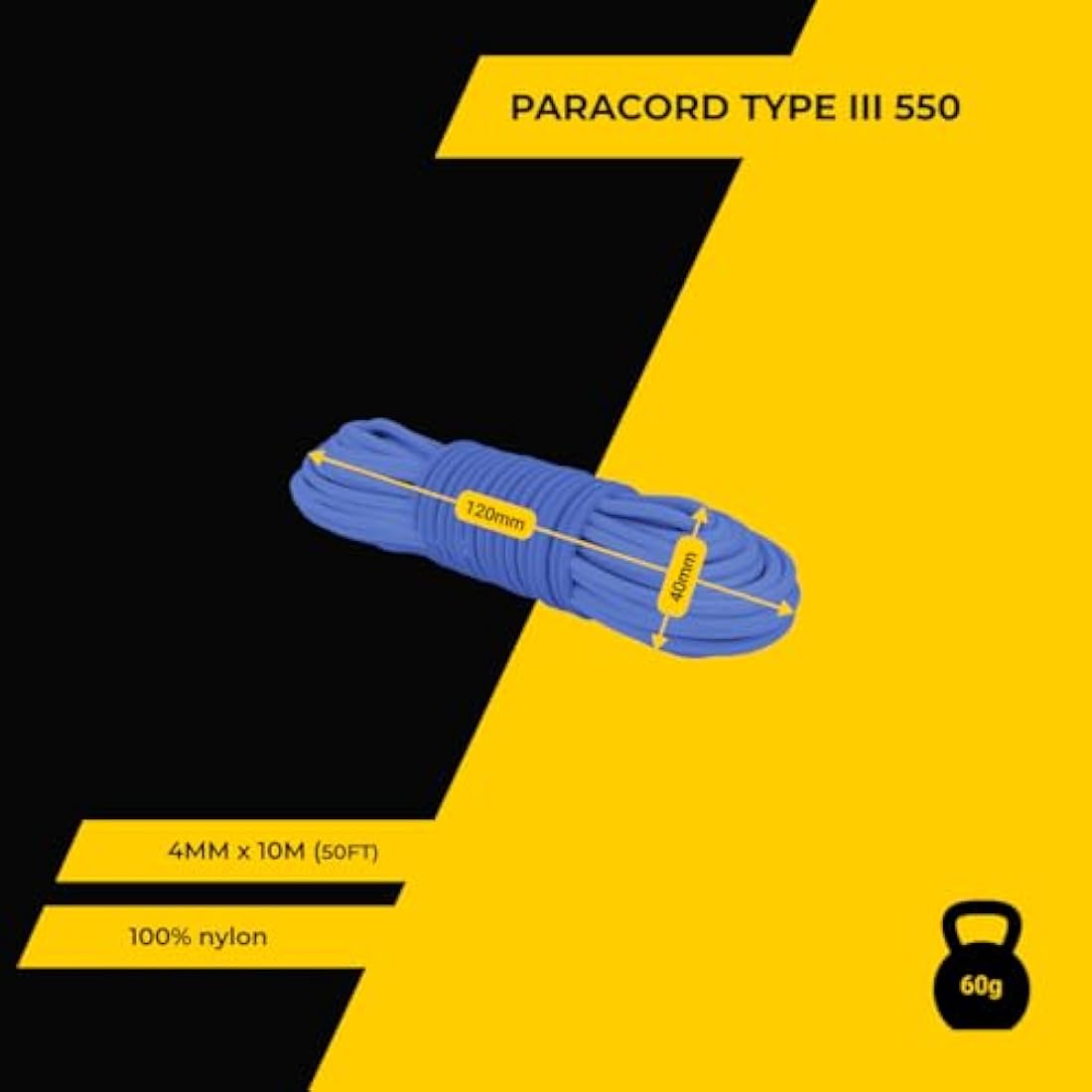 EdcX 550 Paracord Type III – 4mm Nylon Rope for DIY and Camping